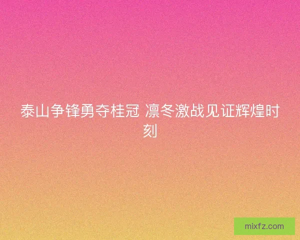 泰山争锋勇夺桂冠 凛冬激战见证辉煌时刻